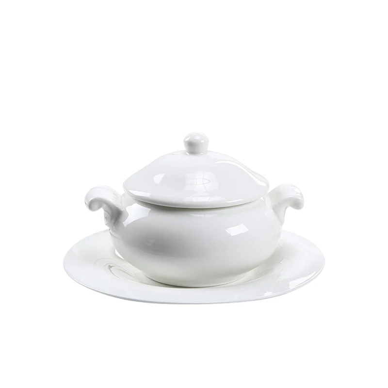 
Cheap plain white ceramic soup tureen wholesale china tureen with saucer 