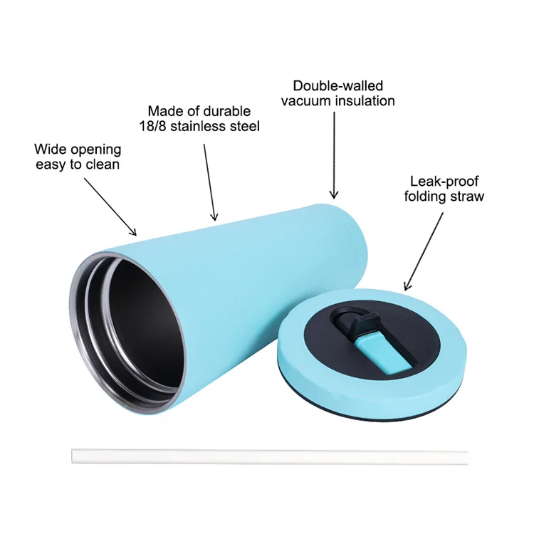 Gint  25oz Double wall vacuum insulated stainless steel cup big capacity travel mug with straw