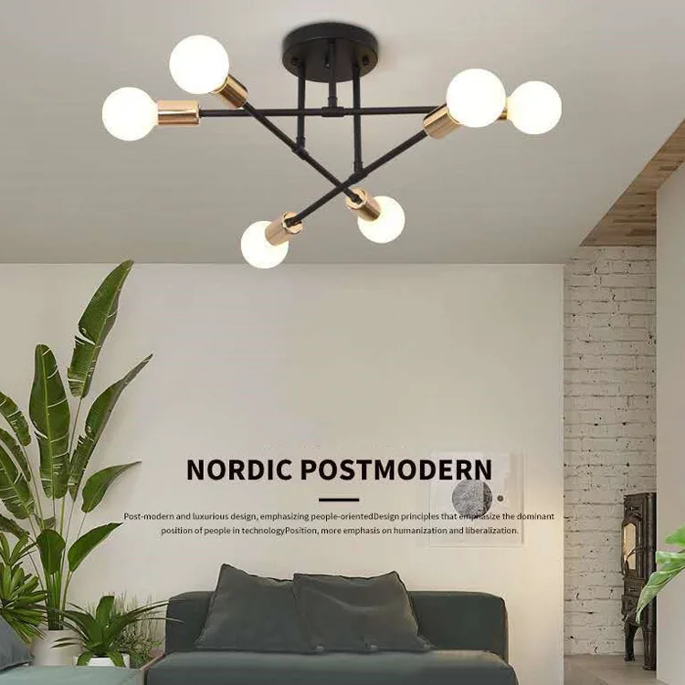 Modern Nordic LED Lamp Black Gold Chandelier Lights Branch Simple Creative Luxury E27 Ceiling Lamps Indoor Lighting Fixtures