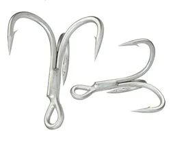 wholesale New  Pesca 4X Strength high carbon steel Barbed Treble Fishing Hook  round bent Fishing Hooks