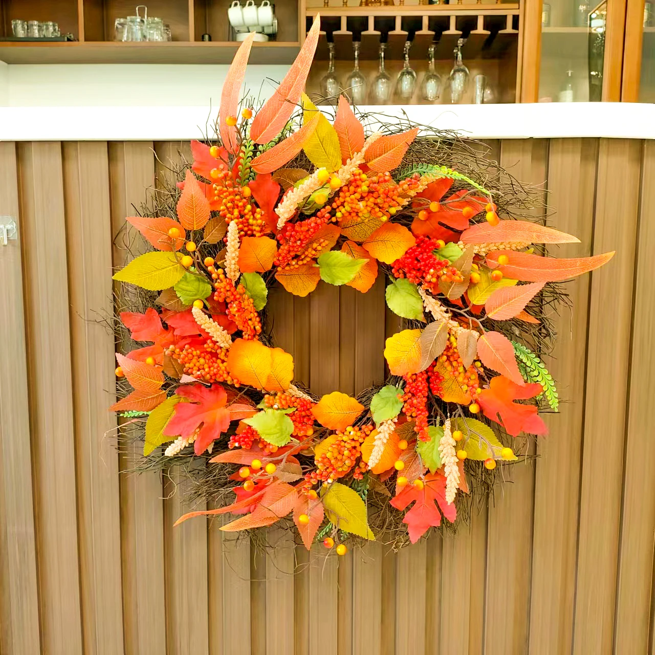 Harvest Festival Maple Leaf Grape Vine wreath Harvest Festival wreath Autumn Decorative wreath