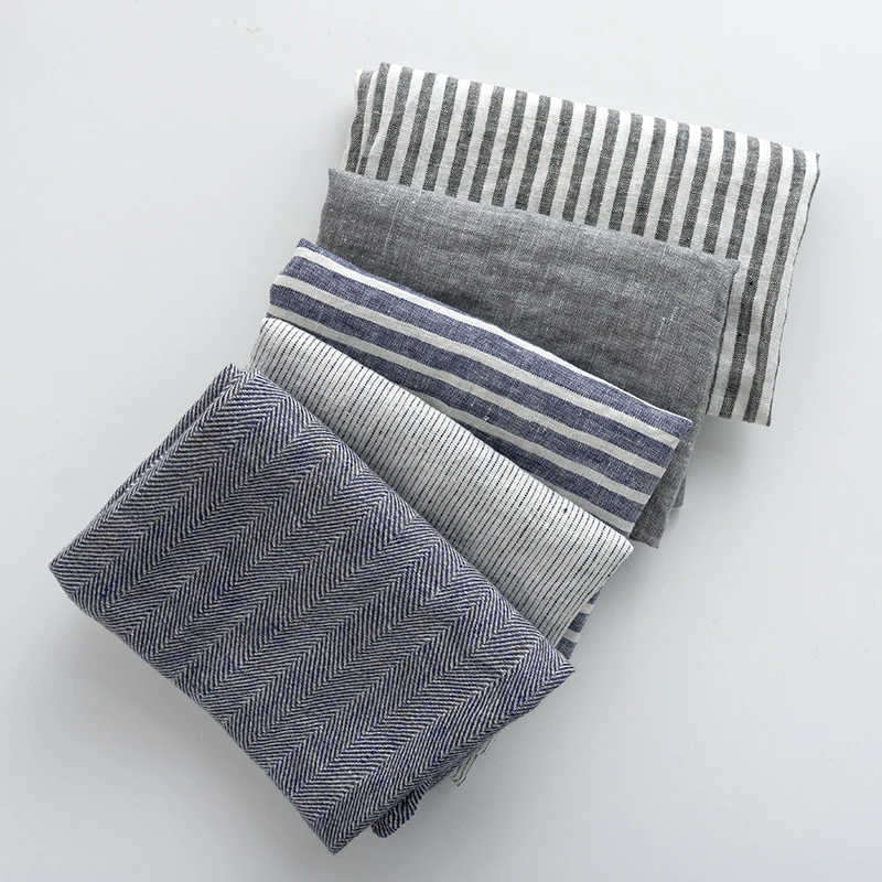 wholesale bulk oeko  natural color  navy blue cocktail  stone washed hemstitch 100 linen table linen napkins