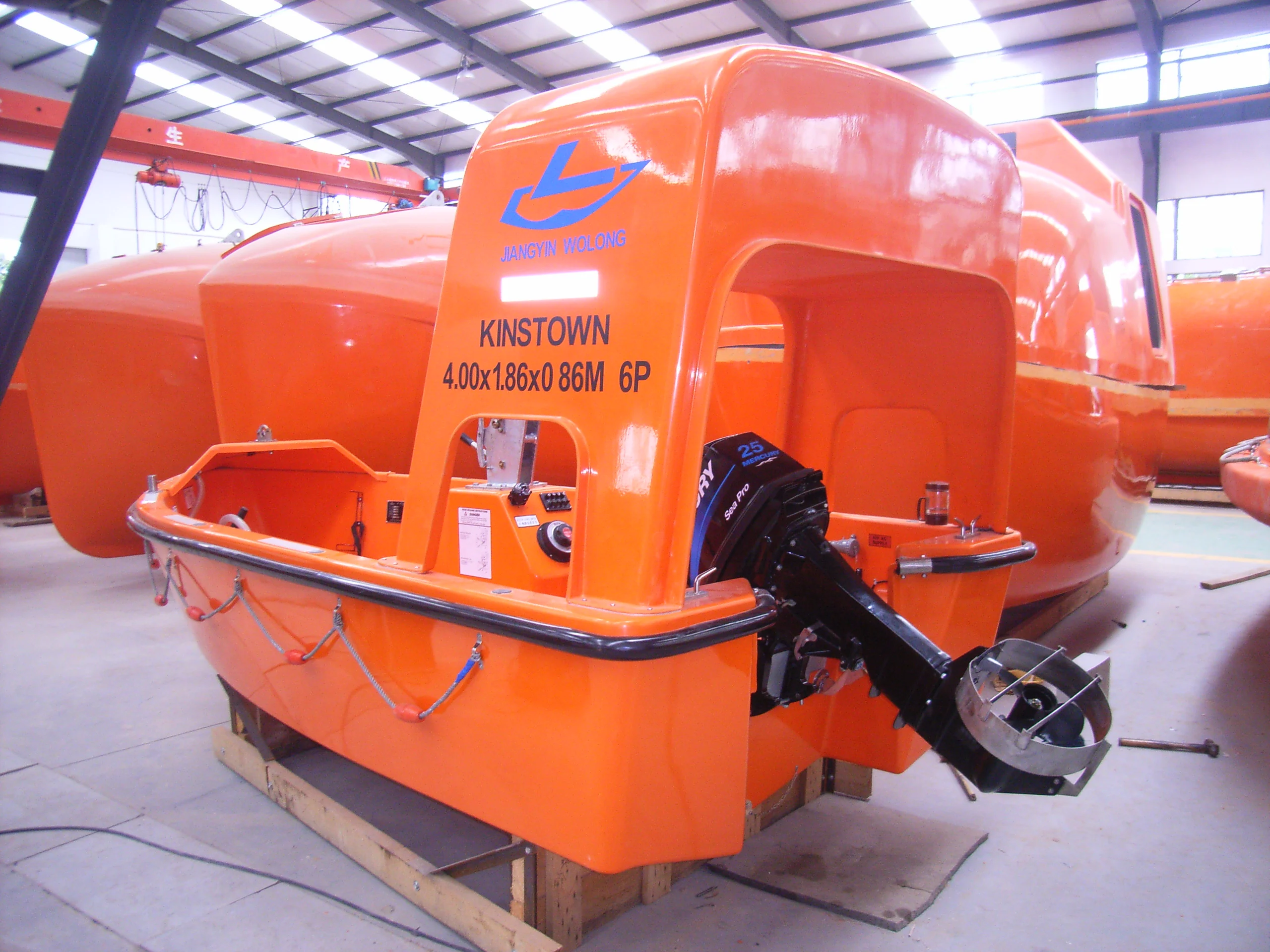 CCS Approved fiberglass rescue boat lifesaving boat with 25HP outboard engine