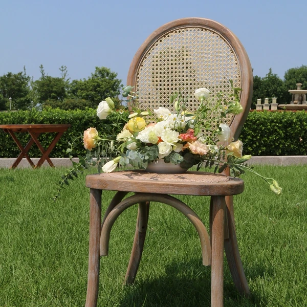 Beech Wood Event Stack Rattan Rental Chairs for Outdoor Wedding Ceremony
