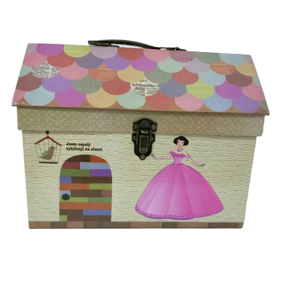 House shape  cardboard suitcase box for kids clothes packing box