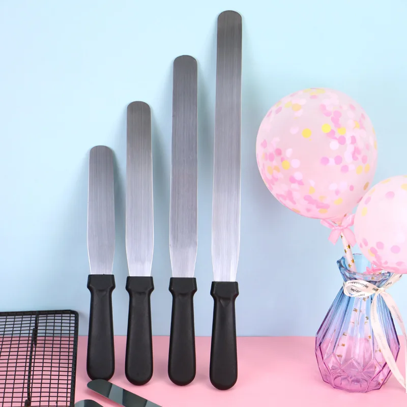 Wholesale cheap price Stainless Steel cake decorating tools of different size black kitchen cake spatula