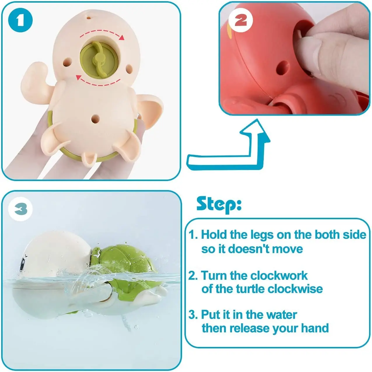Wholesale Bathroom Clockwork Animal Toys Bathtub Wind Up Swimming Lovely Floating Tortoise Bath Toy For Kids