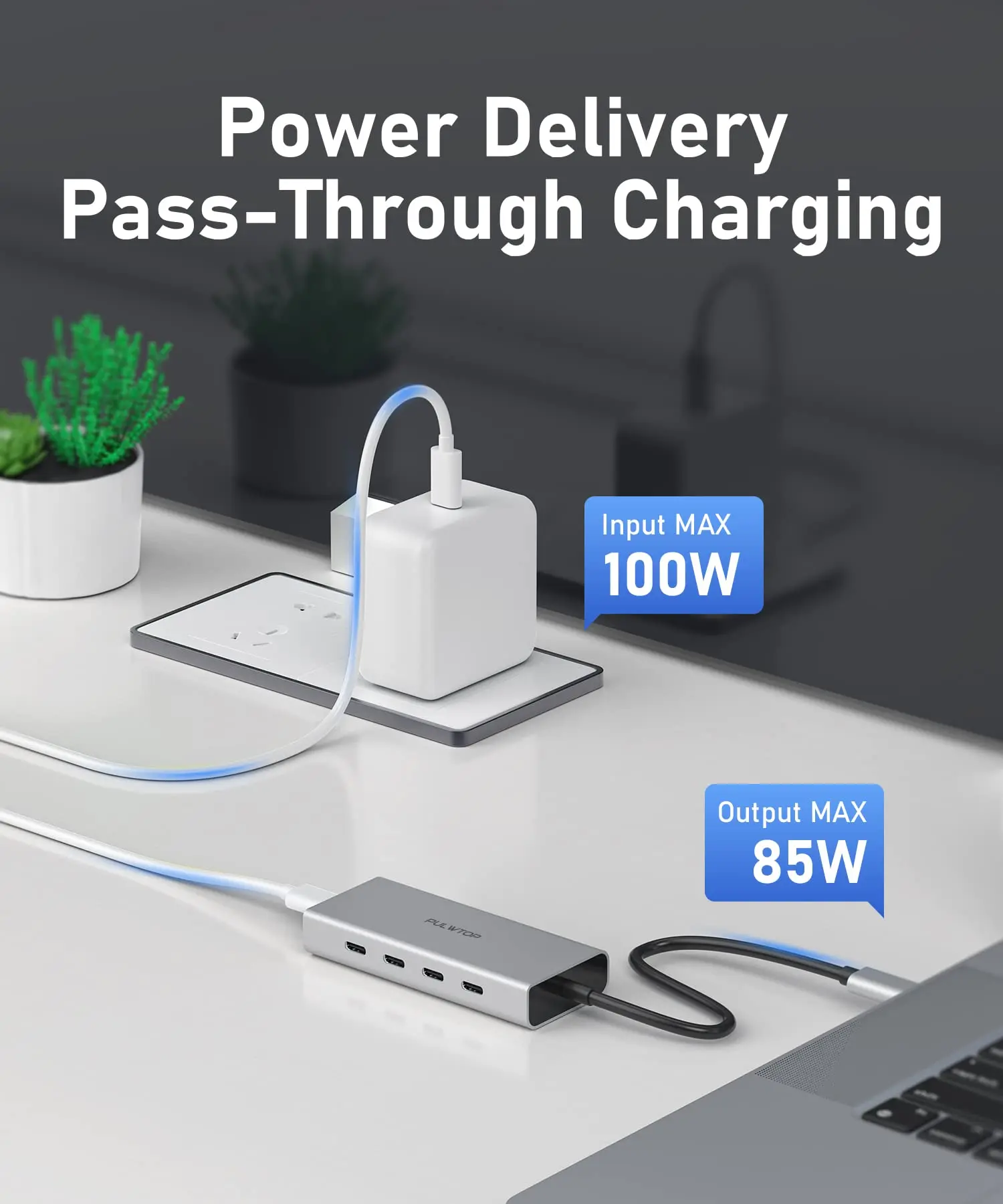 PULWTOP 5 in 1 Usbc Multi Port Adapter Docking Station Usb C To Ethernet Usb 3.0 Adapter Converter Hub for MacBook XPS