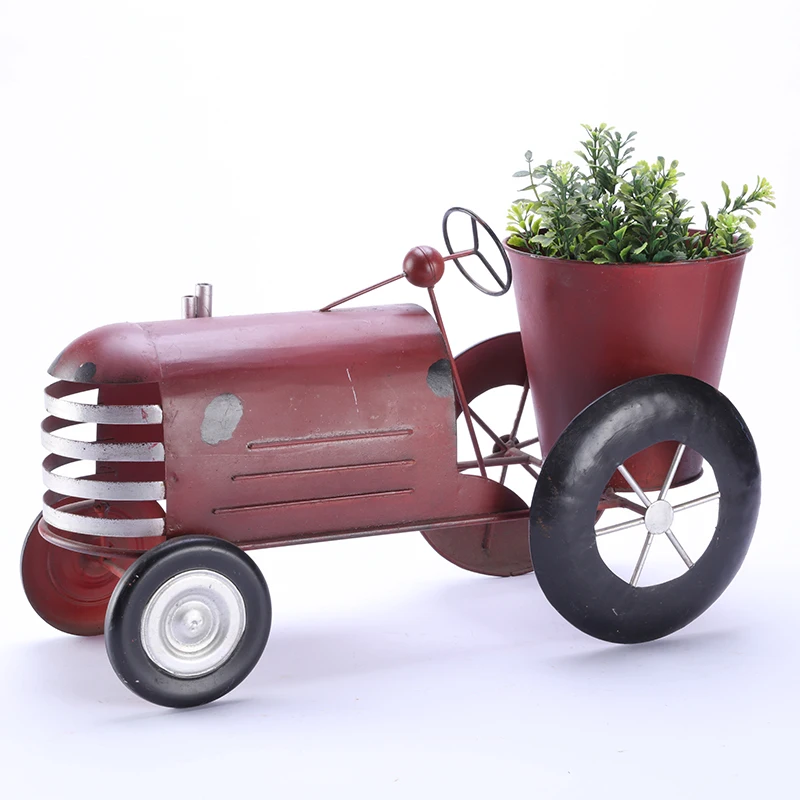 Wholesale Garden Decor Metal Tractor  Shape Flower Pots Planters