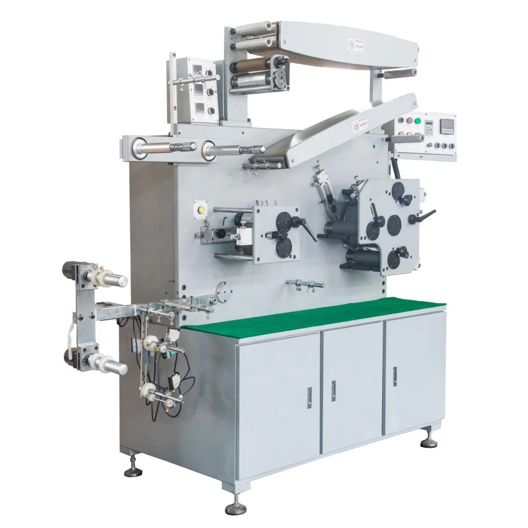 3 Color Front 1 Back Automatic Flexo Fabric Label Printer Rotary Flexographic Printing Machine with Perfecto Ink