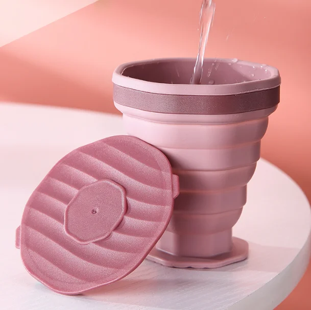 Silicone Collapsible Water Bottle Expandable Folding Coffee Mug Portable Drinking Cup With Lip For Traveling Camping Outdoor Spo