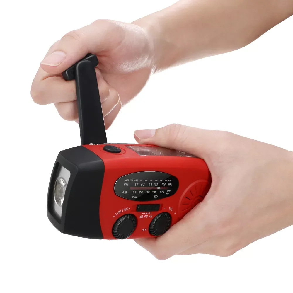 Portable radio Rechargeable  Solar Hand Crank with Led Flashlight