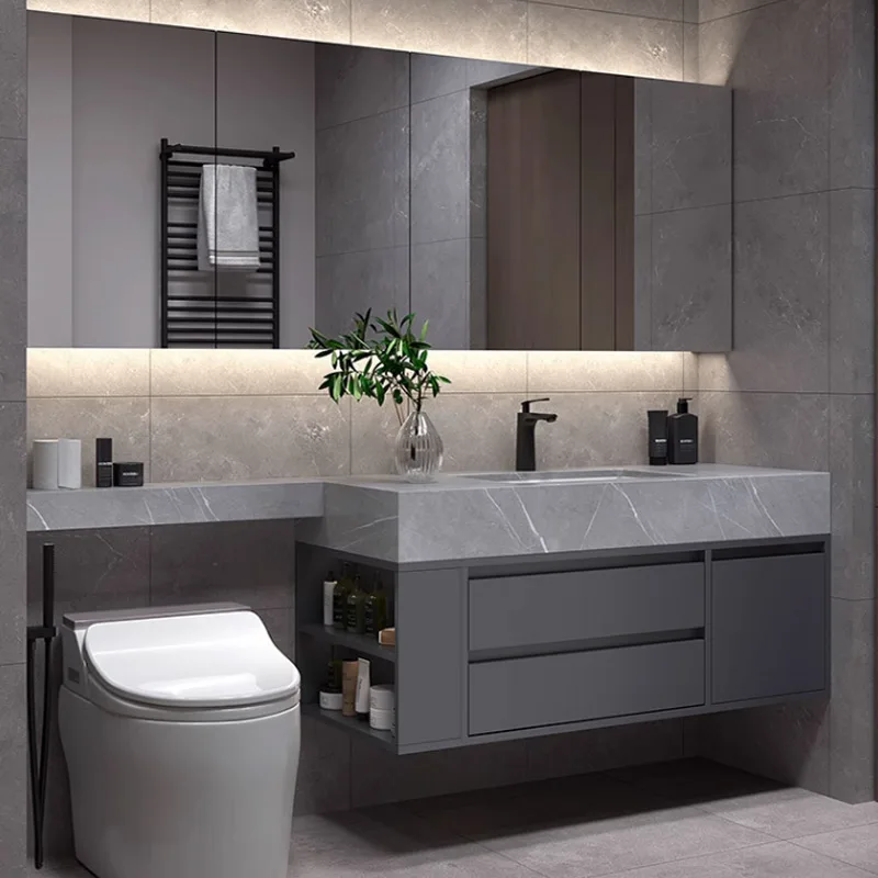 modern Design Bathroom mirror Cabinet with led light 30 inches  wc sink furniture vanity and ceramic basin