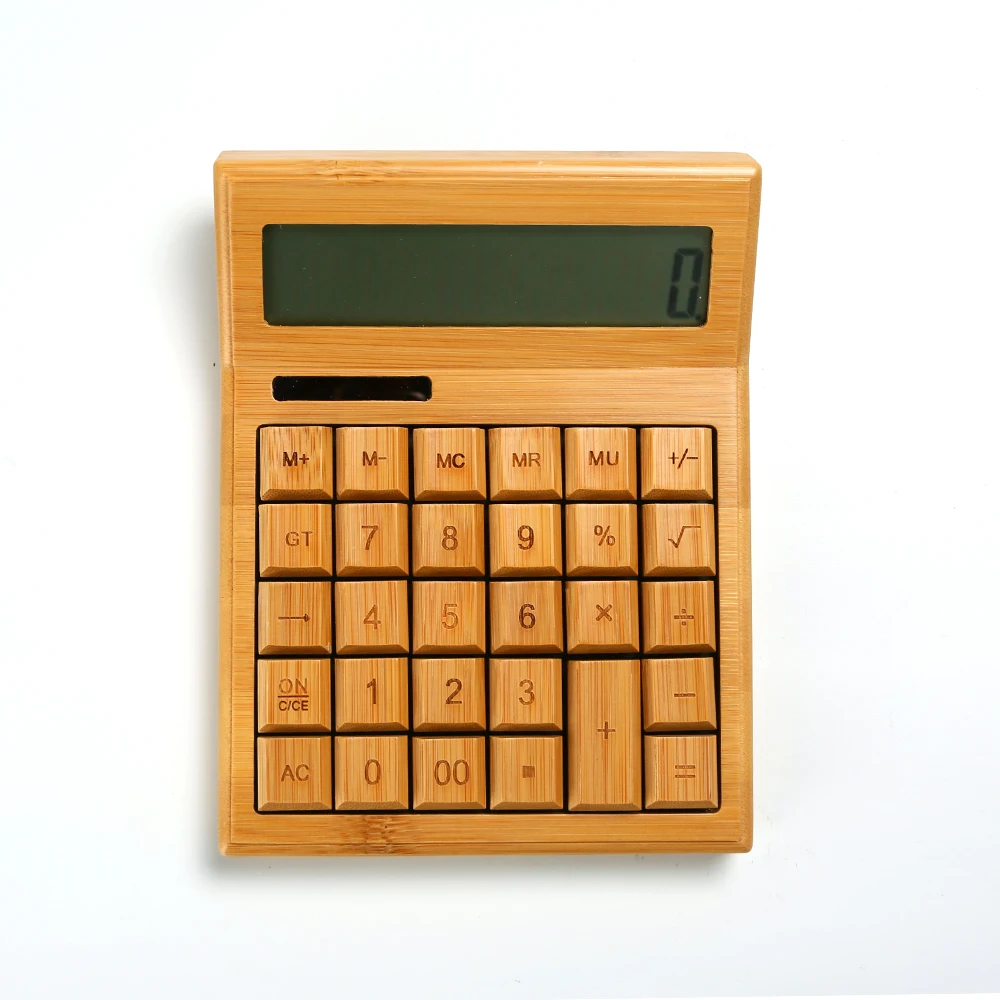 Hot Sale wholesale Wood Business office calculator bamboo basic small calculator