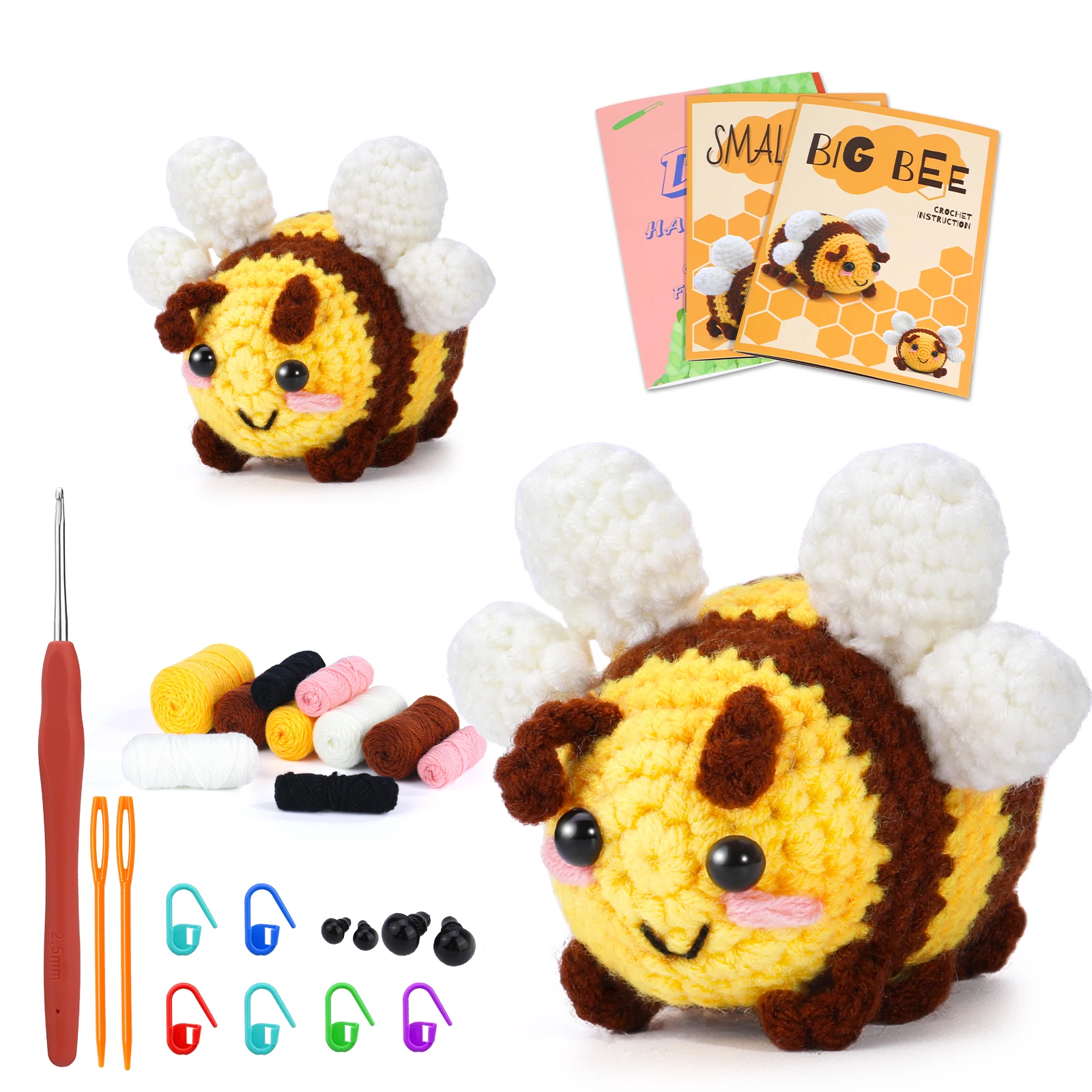 Crochet knitting kit beginners 2pcs bee crochet set