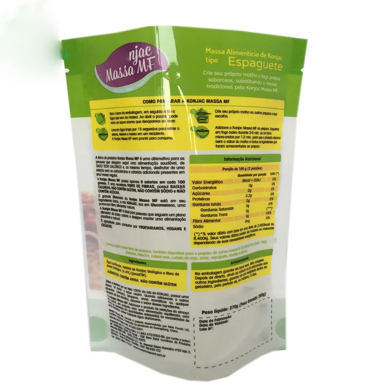 Customized Best Price Digital Printing Biodegradable Packaging Bag Screw Spiral Pasta Bag Spaghetti Food Packaging Bag