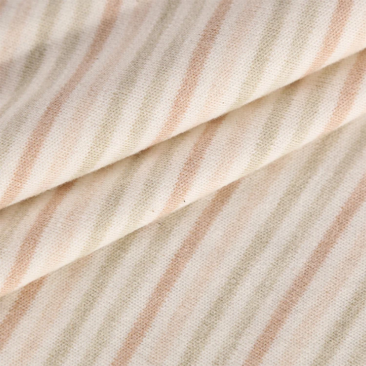 
2020 hot sale organic cotton fabric eco-friendly have GOTS International certification interlock knitted striped fabric 