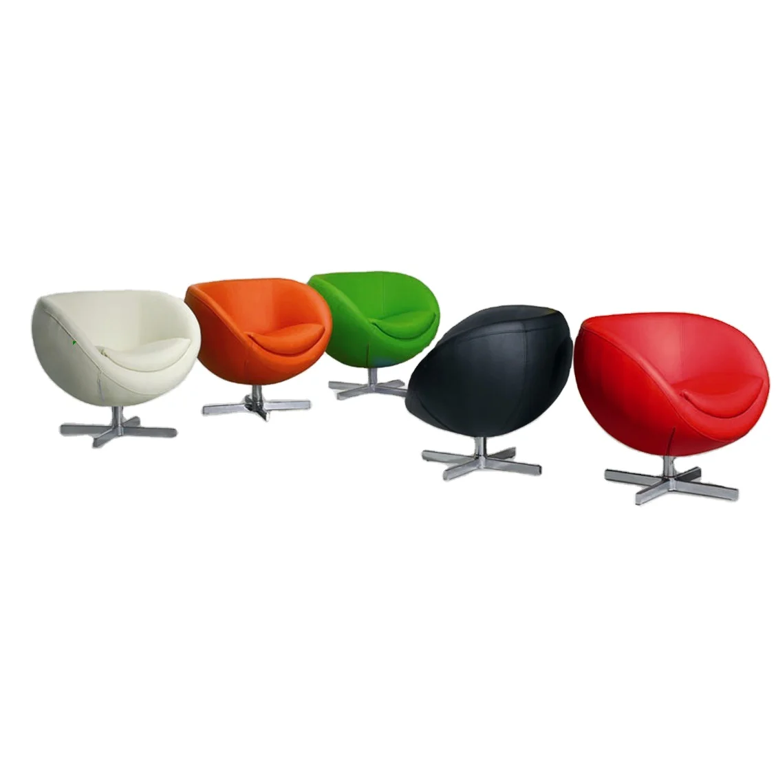Modern living room furniture of house PU swivel ball chair genuine leather round shape chair