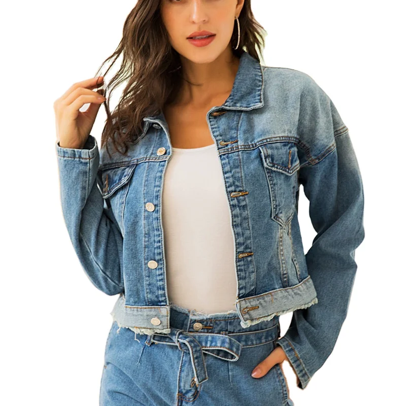 bomber short denim Autumn jacket custom outerwear jackets for women