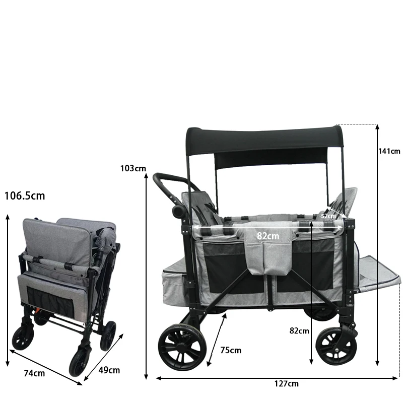 JXB J4 Luxury Good Quality Luxury Comfort Utility Folding Wagon Baby for Child with Four Face-to-Face Seats
