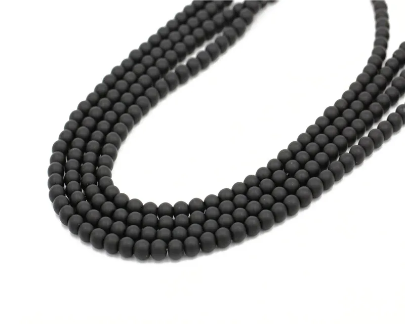 Wholesale Natural Round Loose Stone Beads Black Matte Onyx For Diy Making Jewelry Bracelet guangzhou