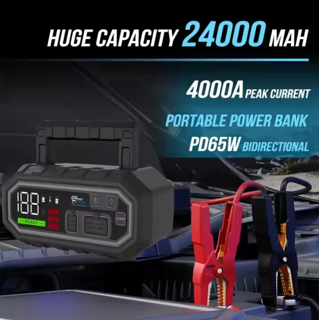 2024 Hot Selling Car Jump Starter 24000mah Mobile Power Battery Booster Portable Car Jump Starter For Car