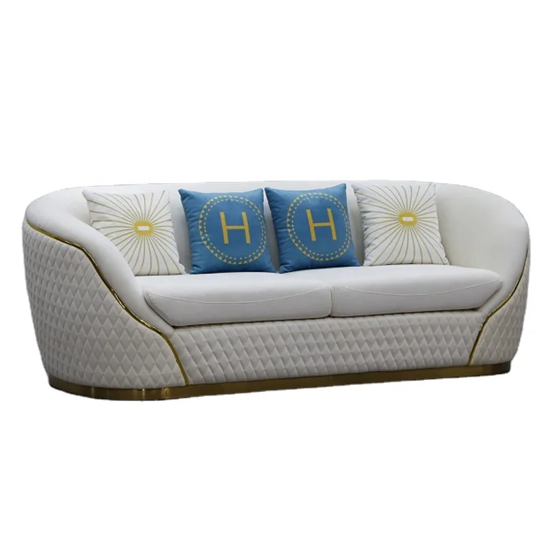 modern luxury love seats Fabric sofa set with gold stainless steel leg hotel leisure lounge sofa for living room furniture