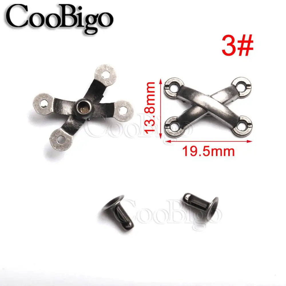 100sets/Pack Pewter Punk Studs Rock Rivet Spikes Bracelet Garment Shoe Bag Pets Collar Leather Craft Parts Lip X Shape #GZ126