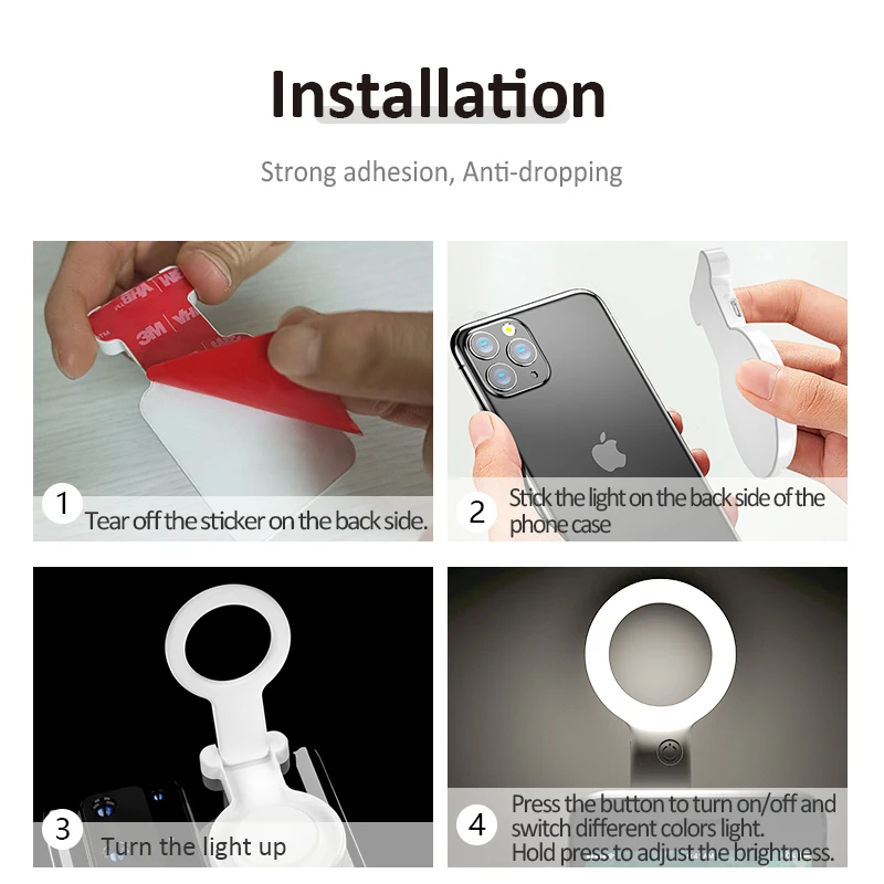 USB Charge Selfie Portable Flash Led Camera Phone Photography Ring Light Enhancing Photography For Phone Case