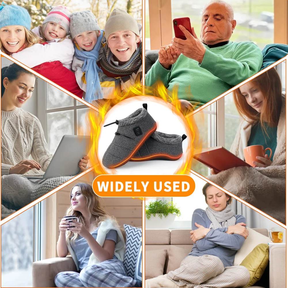 Upgraded Winter Rechargeable Foot Wear Slippers Battery Electric Heated Shoes