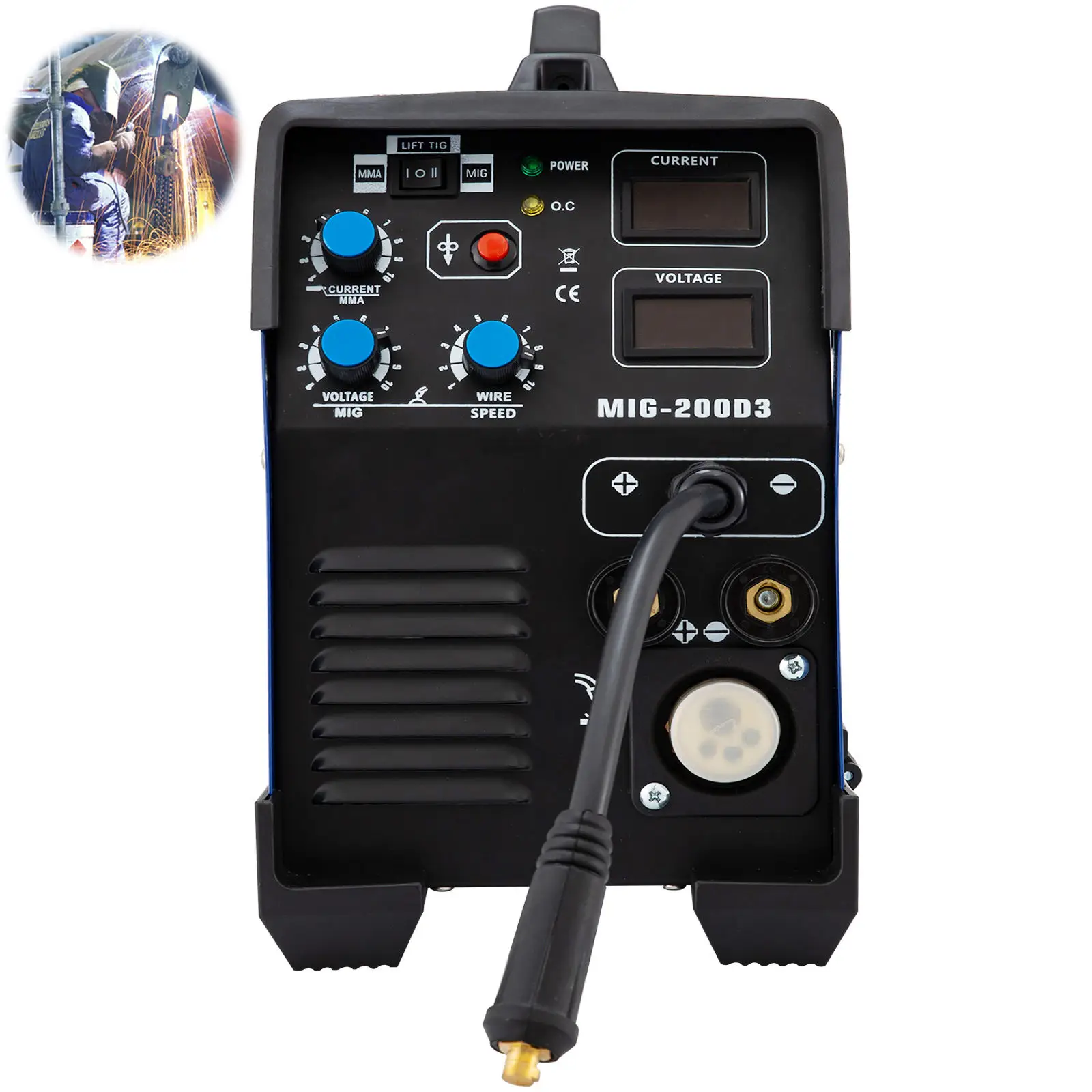 Widely Used Mig Welder Welding Machine MIG-200 MIG/TIG/Stick Arc 3-in-1 Inverter Welder 220V For Alloy