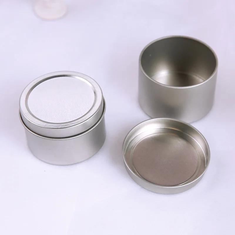 Wholesale round seamless 4 oz 6 oz 8 oz candle tin can container metal candle tin jar box with lid