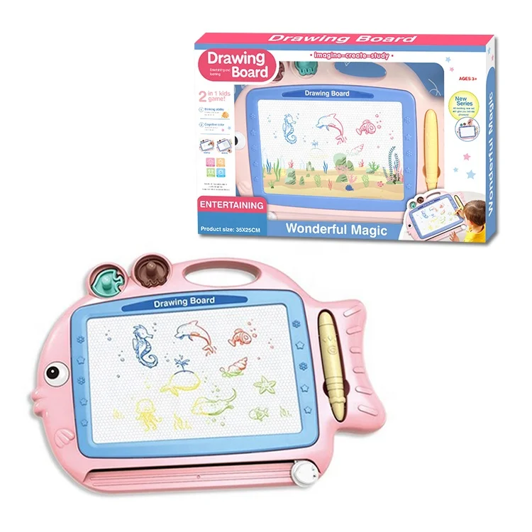
Educational Pattern Stamp Fish Shape Learning Writing Magnetic Drawing Board Toy For Children 