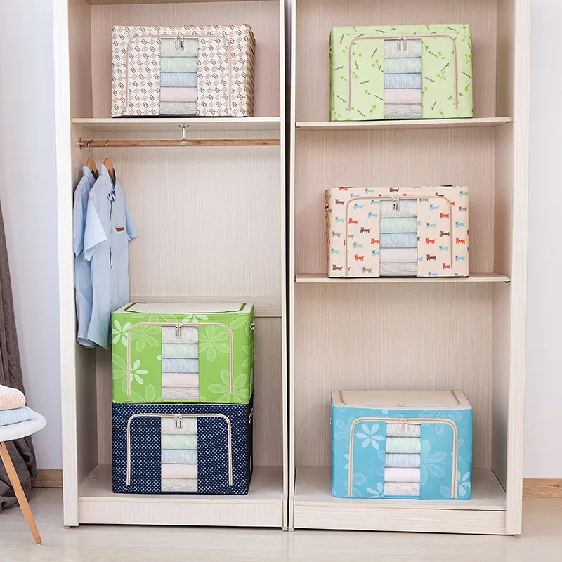 Multifunction Storage Bags Organizer Steel Frame Clothes Foldable Fabric Storage Boxes