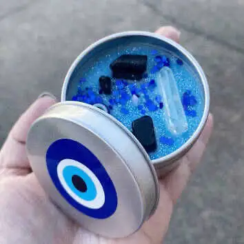 Hot Sale Artificial Devil Eyes Glass Candle Jar Private Label Soy Wax Scented Candle