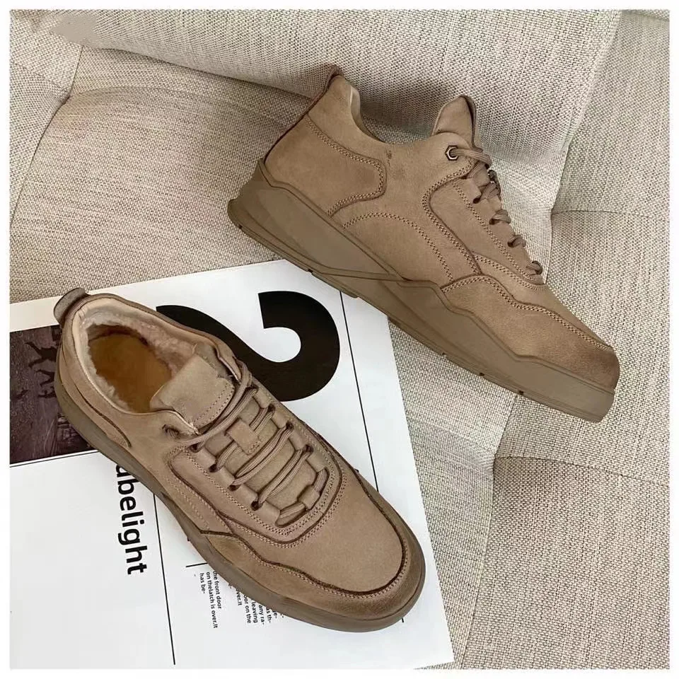 Новинка 2021, дизайнерские стильные зимние повседневные ботильоны из натуральной овечьей кожи на шнуровке для мужчин