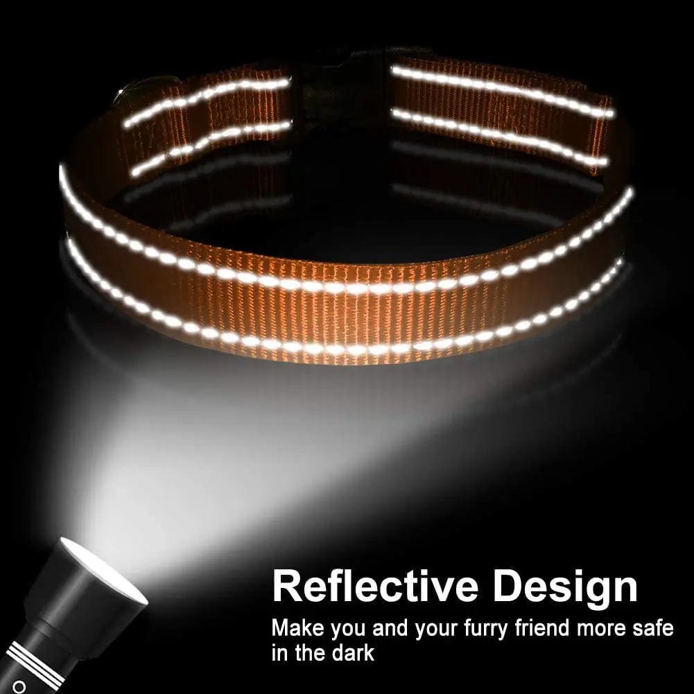 Custom Pet Supplies Christmas Halloween Adjustable Reflective Nylon Dog Neck Collar with Buckles