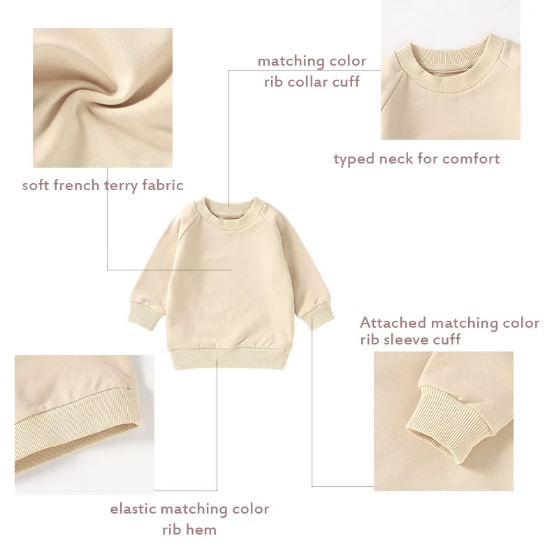 Wholesale Organic Cotton Autumn Winter  Loose-Fit Pullover Cozy SoftLong Sleeve Sweater custom embroidery sweatshirt
