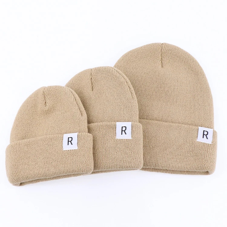 2023 New Design Custom Color Soft Winter Hat Cuffled Watch Cap Parent-child Beanie set