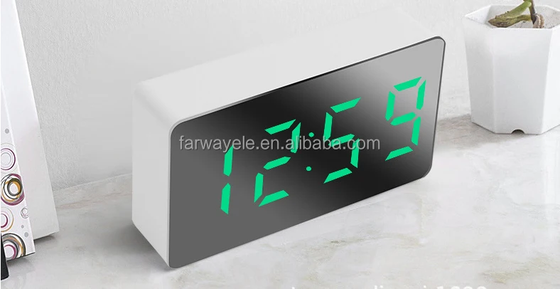 Большой экран светодиодные Зеркальные автомобильные часы мини-цифровые для путешествий с температурой