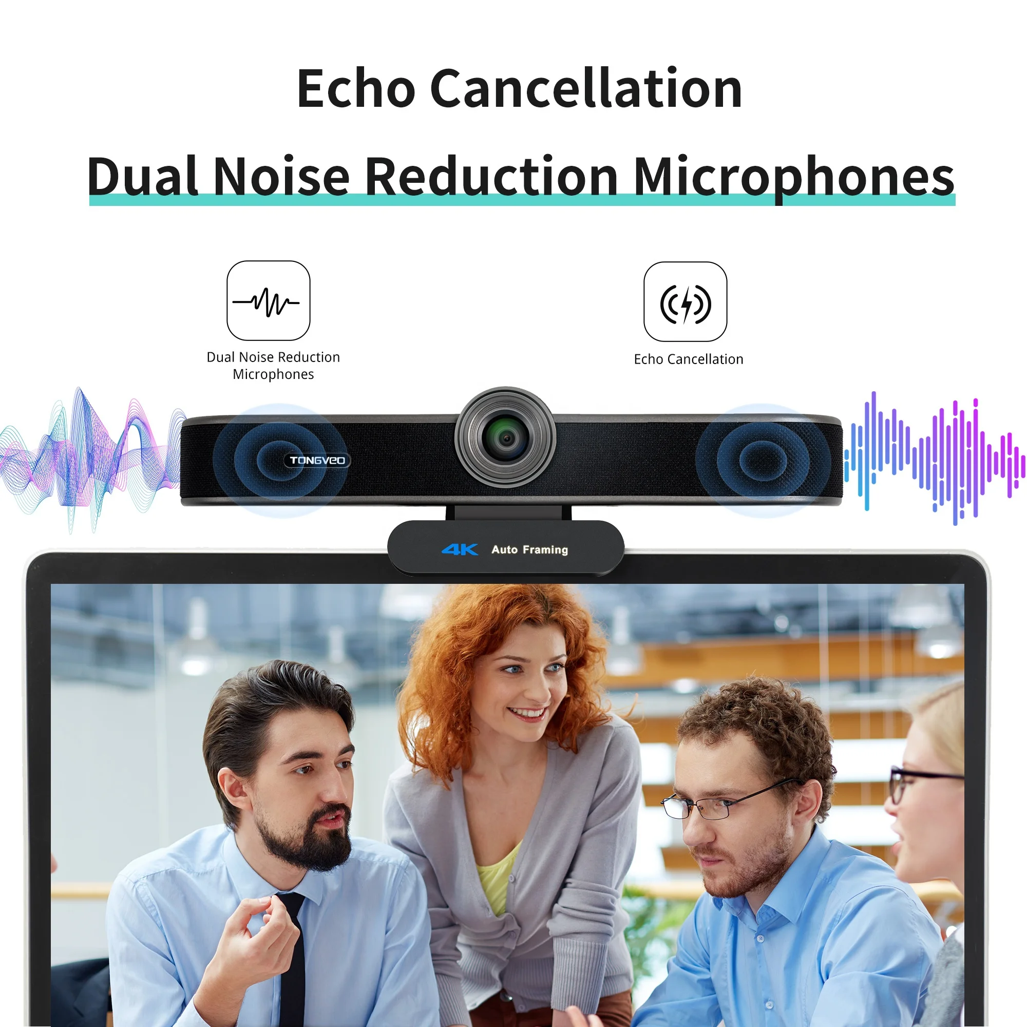 Auto framing eptz conference webcam 4K audio and video conference system web cam conference webcam with microphone