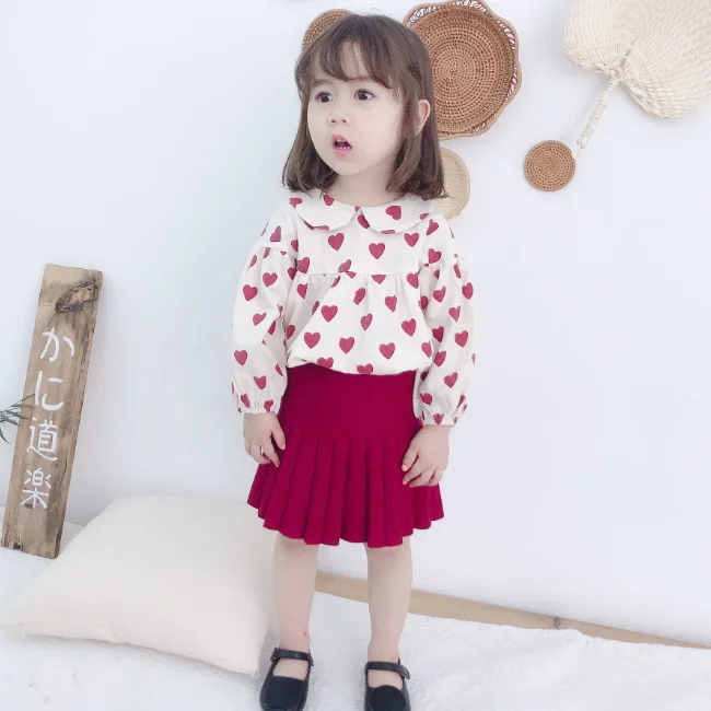 
KS1897 Wholesale girls skirt solid color pleated girl knit skirt 