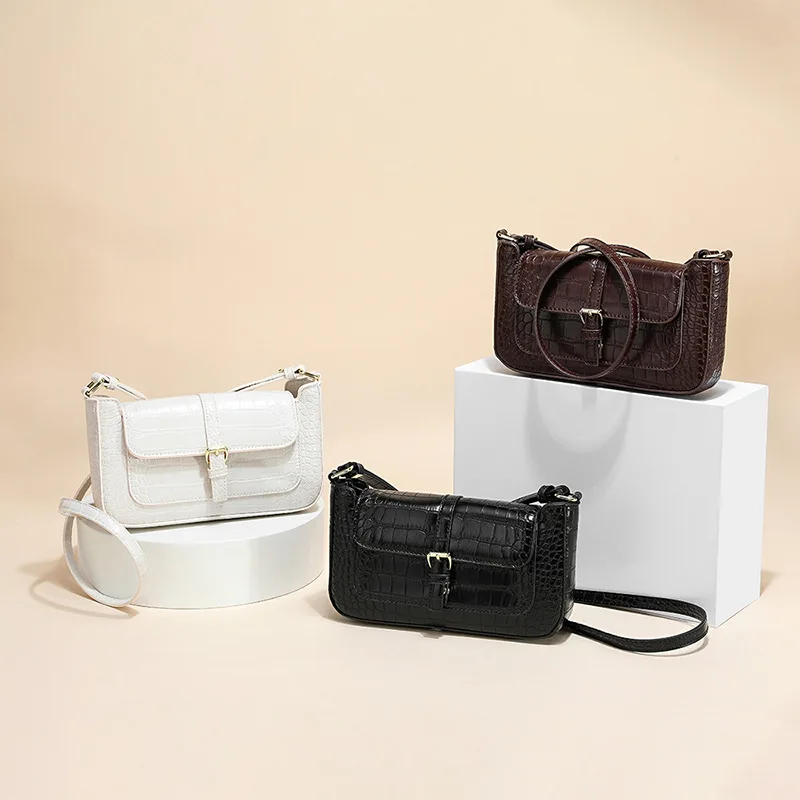 Hot Sale High Quality Crocodile Leather Texture One Shoulder Messenger Underarm Bags Wholesale