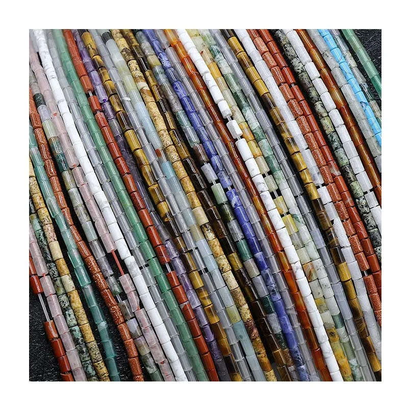 Crystal agate jade 2X4mm small round tube column loose beads diy beaded jewelry accessories material 88 wholesale.