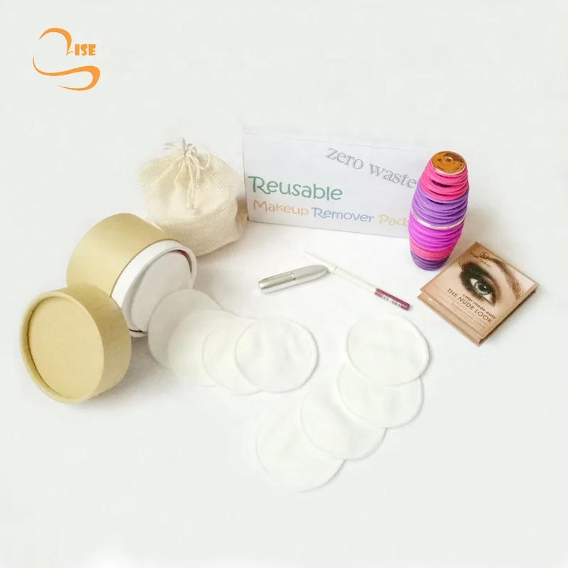 Hot Sale 2Layers BambooTerry Reusable Cosmetic Pads Soft Eco-Friendly 8cm Makeup Remover Pads