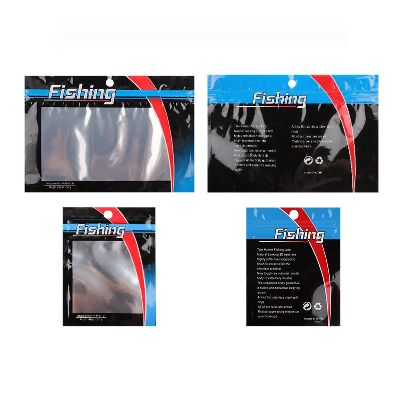 Custom Window Zipper Printing Plastic Bag For Slow Pitch Jigging Lure Fishing Hook Jig Lead Head Sinking Metal Jigs Bait Lure