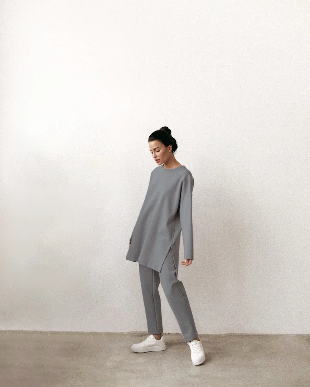 Womens 2 Piece Set Clothing Casual Loose Fit Round Neck Turtle Neck Top and Pants 2 Piece Set Fall Clothing for Ladies Spring