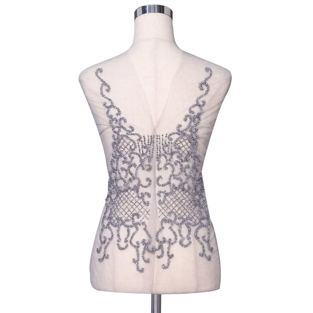 Dra-405 rhinestone crystal stone applique patches bodice patches for wedding dress