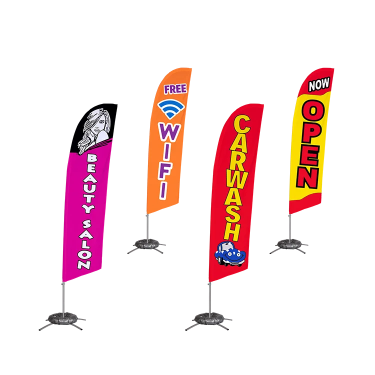 Factory price Custom Advertising Rectangle Knife Teardrop Feather Print Banner The Beach Flag