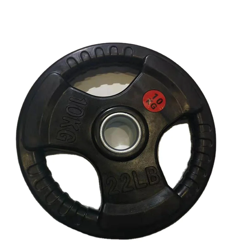 
New Design 10kg Black Rubber Cast Iron Barbell Plates Custom Made Fitness Gym Workout Equipment 